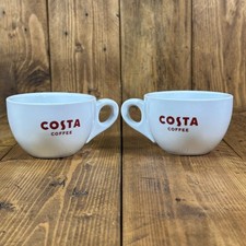 Costa Coffee Cups Set Of 2 Large Latte Cappuccino Mugs 10cm White