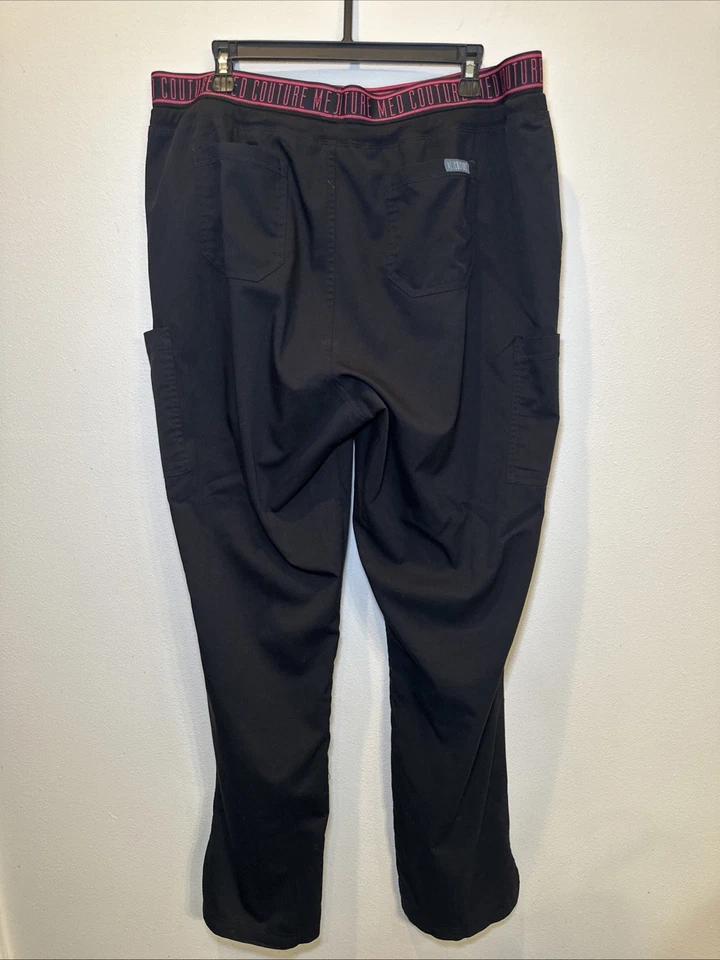 XLT COUTURE TOUCH Lote de 2 Pantalones Médicos Mujer NEGRO y Gris Bolsillo Carga Suave Foto 3 de 4