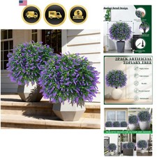 Artificial Boxwood Topiary Ball Lavender, Set of 2 UV Resistant