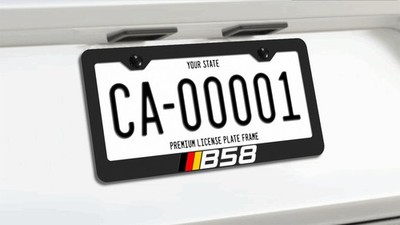 B58 German Flag License Plate Frame Black Metal For BMW
