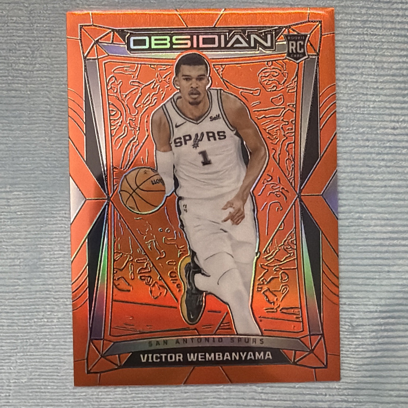 2023-24 Panini Obsidian Victor Wembanyama #9 Electric Etch Orange Flood /99 RC