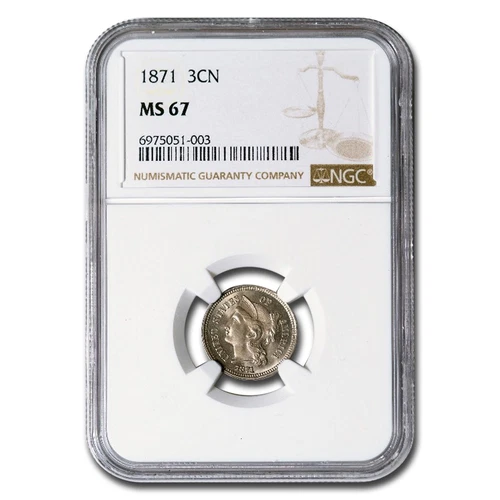 1871 Three Cent Nickel MS-67 NGC