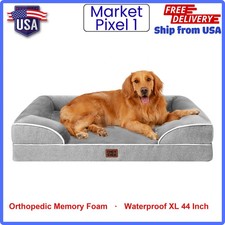 Orthopedic Extra Large Dog Bed 44 Inch Waterproof Washable Memory Foam Egg Crate
