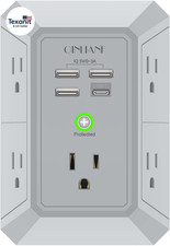 USB Wall Charger, Surge Protector, 5 Outlet Extender with 4 USB Charging Ports 