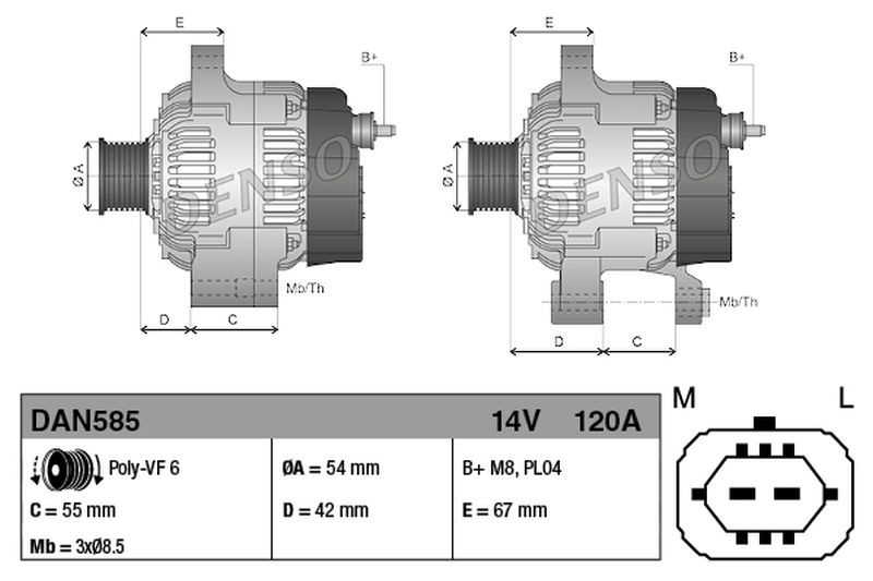 Denso Alternator DAN585