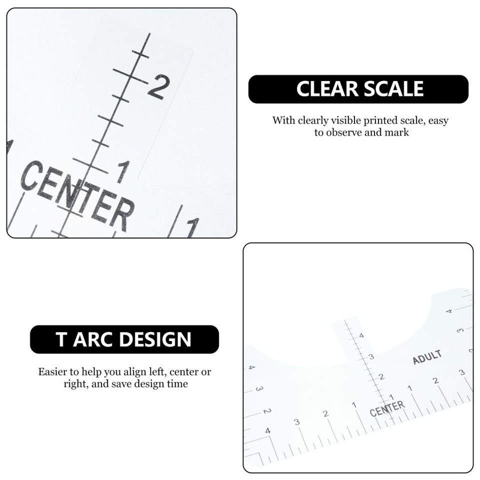 Transparent Ruler Scale Transparent Acrylic T Shirt Measuring Ruler Set with Visible Scale for ...