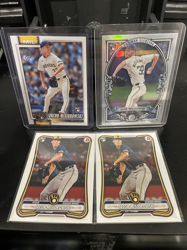Topps & Bowman 2026 Jacob Misiorowski Milwaukee Brewers Rookie 4-Card Lot BST-RR