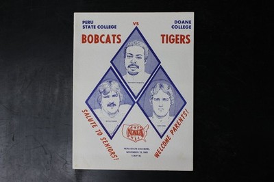 Peru State College Bobcats Football Program Nov 1982 Doane Tigers