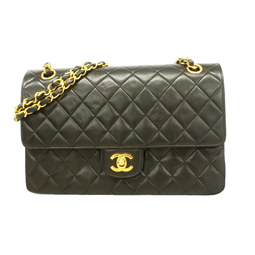 Chanel Double Flap Chain Shoulder Bag Quilted Lambskin Black Women's #OTB448