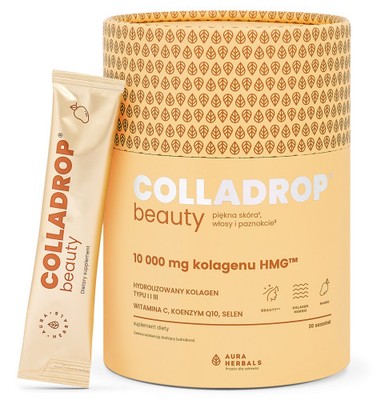 Aura Herbals Colladrop Beauty Kollagen HMG 10000 mg Mango Sachets 30 Stück