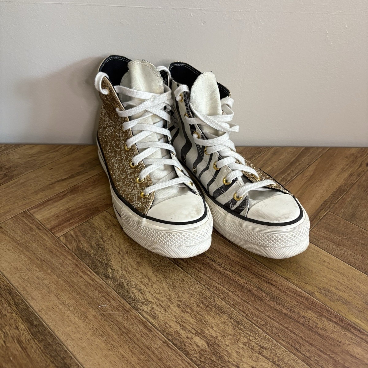 r*a様 80s USA zebra 発光 All star vintage Converse All Star Mens 9 Shoes High Top Zebra Glitter Shoes Retro