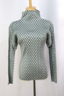 Authentic PLEATS PLEASE Gray High Neck Long Sleeve Top 126 9235
