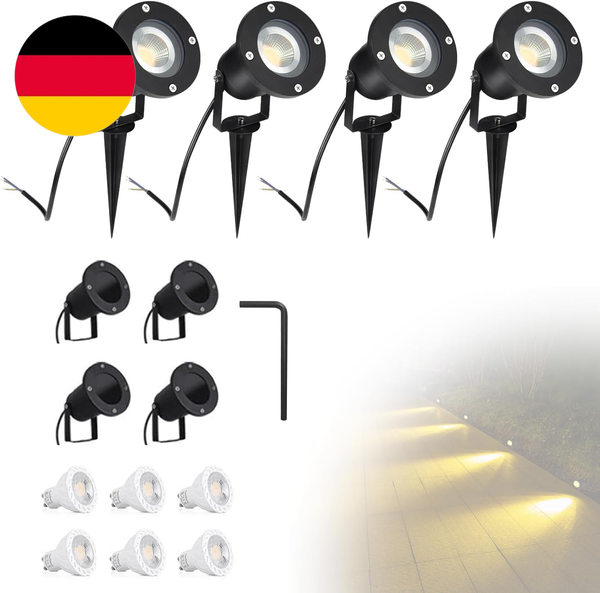 Cprosp 4Er Set GU10 Gartenstrahler Mit Erdspieß - 5W Led AußEnstrahler IP65 Wass-image