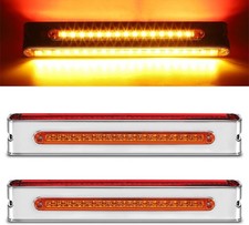 Partsam 2Pcs 12" Double Face Stop Turn Tail Light Bar Chrome with Side Marker...