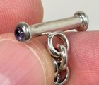 Vintage Sterling Silver Marcasite MOP & Amethyst Heart Charm Bracelet 7” — photo 4