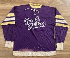 1950s POWASSAN ONTARIO PURPLE RAIDERS HOCKEY GOALIE JERSEY #31 GAME WORN VINTAGE