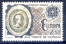 TIMBRE FRANCE 1982 EUROPA N° 2208 ** Traité de Verdun de 843 (pl)