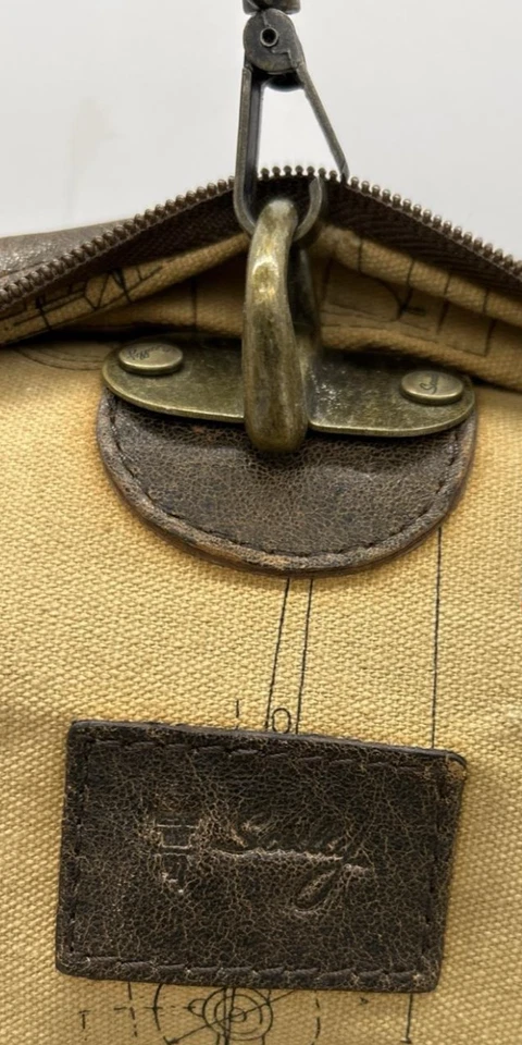 Bolsa de vestuário Scully AERO SQUADRON (22"x 5"x 18") com etiqueta de identificação couro marrom vintage 2007 - Imagem 3 de 4