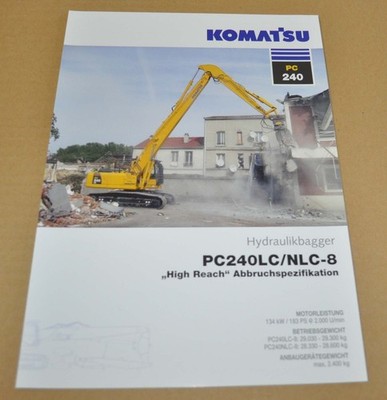Komatsu PC240LC NLC-8 Crawler Excavator Bagger Brochure Prospekt DE