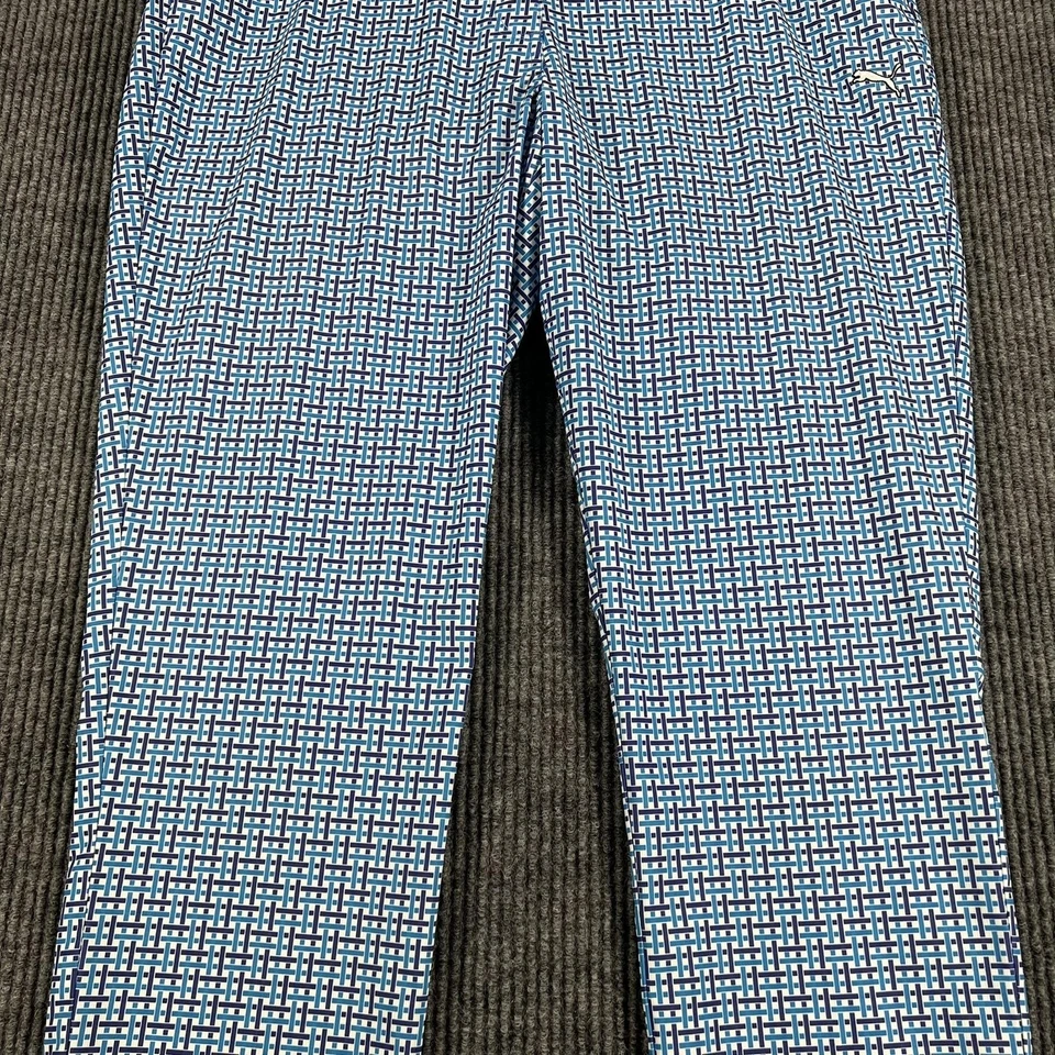 Pantalones de golf Puma para mujer 14 azules blancos geométricos elásticos pantalones de rendimiento Foto 4 de 4