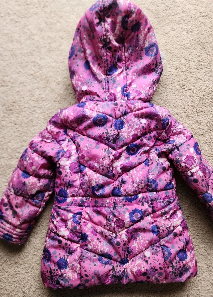 Casaco quente Skechers 4T criança rosa floral com capuz meninas inverno B11 - Imagem 3 de 3