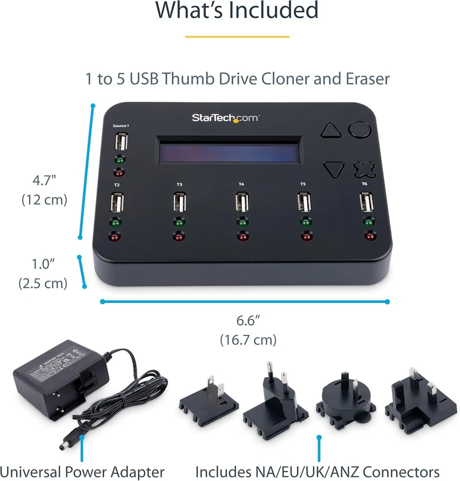 StarTech.com Standalone 1 to 5 USB Thumb Drive Duplicator & Eraser, Multiple USB - Image 3 of 4
