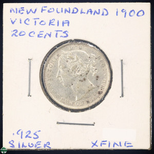 New Foundland 1900 Queen Victoria Silver 20 Cents - XF - KM#4 - Mint 125,000