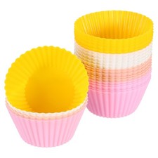 24Pcs Silicone Cupcake Baking Cups 2.8" Non-Stick Muffins Liners Multicolor