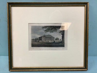 Framed Engraved Print  Deaf and Dumb Asylum, Philadelphia  13.75x11.75