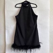 Sam Edelman Womens Shift Dress Fairy Goth Feather Trim Hem Black Sz 12