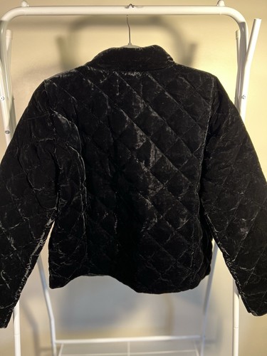 Talbots Women's Velvet Jacket 12Black Quilted Down Fill Elegant Occasion Prom - Picture 4 of 9