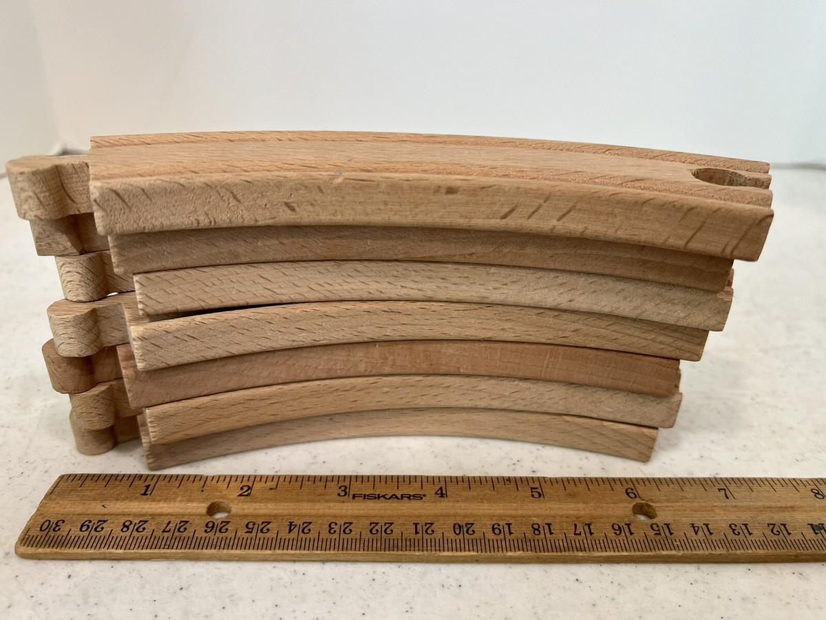 Lot of 7 Pieces Melissa & Doug Curved Wooden Train Track + Two