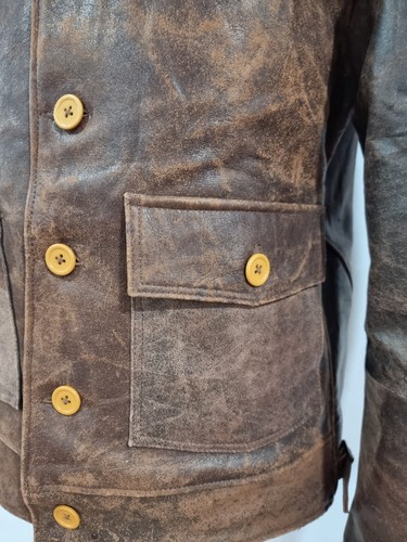Atemberaubende Vintage Horsehide Leder Kosaken A-1 Motorrad Sport Jacke Large - Bild 4 von 10
