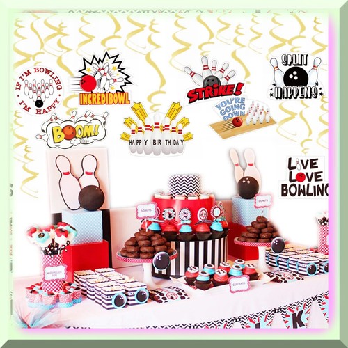 Bowling Bash Swirls - Fun Party Decorations for Bowling Ball Themed Birthdays, B - Picture 5 of 7