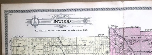 1918 Karte LINDWOOD / REGENPFEIFER Gemeinde, Wisconsin Abstammung Genealogie Geschichte - Bild 2 von 3