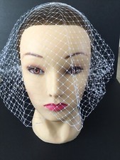 Jennifer Behr White Pleated Violette Headband with Netting. Wedding Collection.