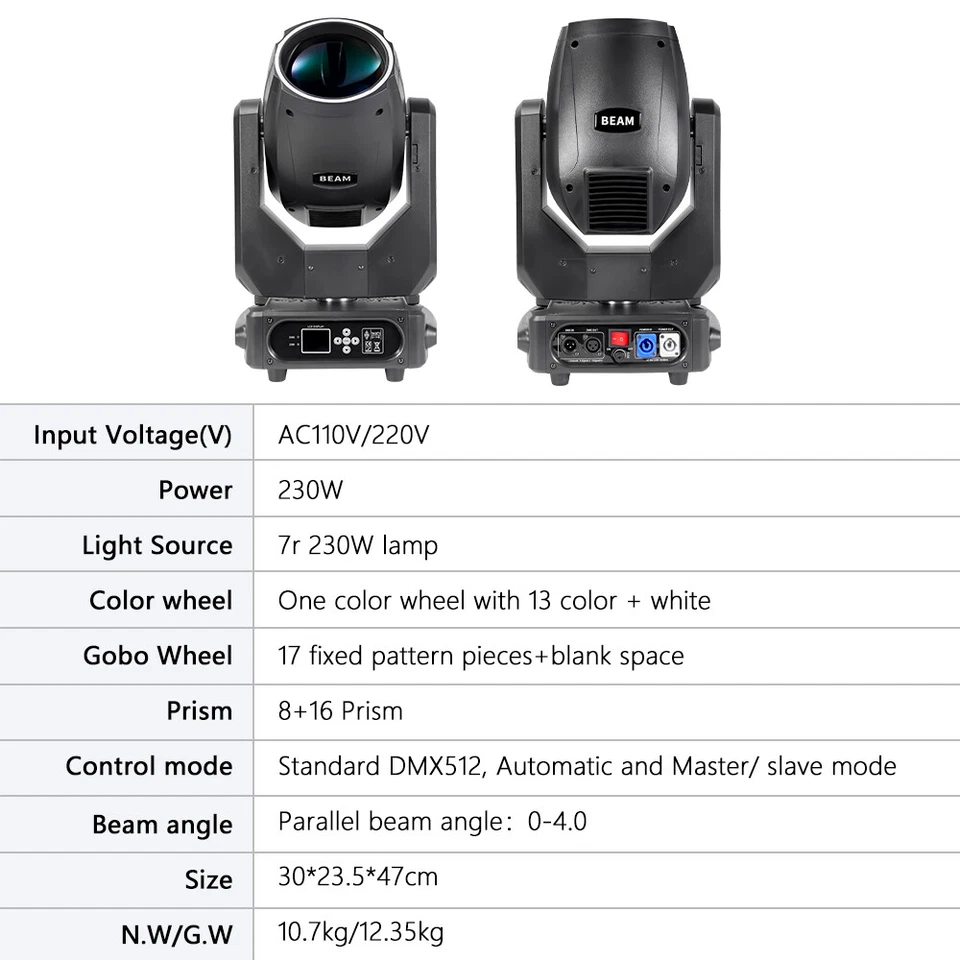 Mini haz 7R 230W cabeza móvil luz escenario halo luz efecto DMX para barra discoteca Foto 3 de 4
