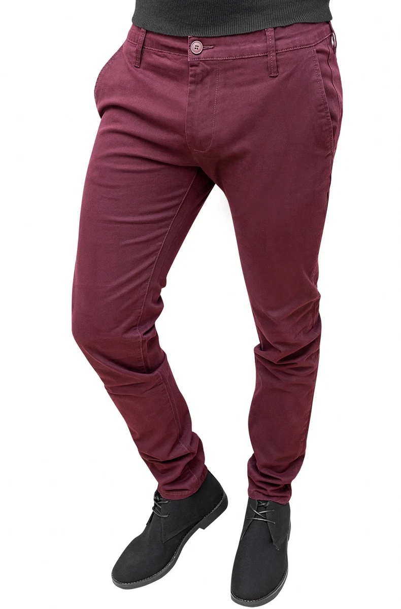 Men s Class Bordeaux Winter Slim Fit Casual Jeans Pants Size 42 to 60