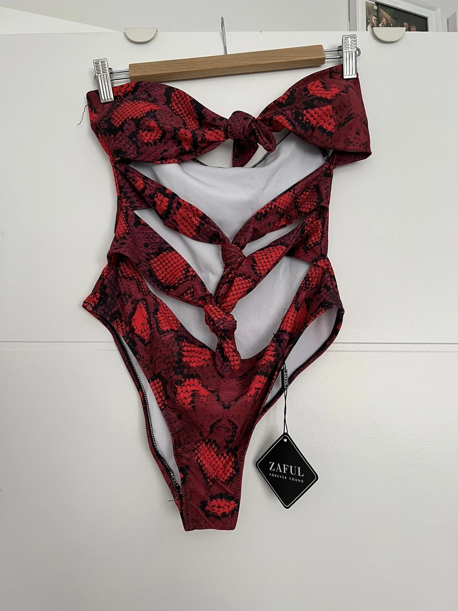 Zaful Ladies Red Snakeskin Swimsuit. One size. BNWT. eBay