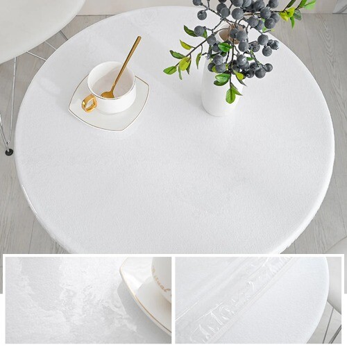 60-120cm Waterproof Elastic Edged Table Cover PVC Simple Protector Tablecloth - Picture 4 of 17