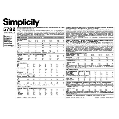 Simplicity Sewing Pattern 5782 Pants Top Hoodie Blanket Unisex Adult Size XS-XL - Picture 2 of 2