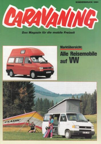 VW T3 T4 LT CARAVANING Reisemobile Übersicht Prospekt Brochure 1991 30 - Afbeelding 1 van 2