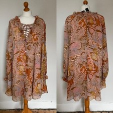 House of Harlow Revolve Earthy Folk Boho Paisley Mini Dress M