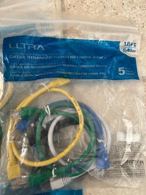 5 Pieces ULTRA 1.6 ft CAT5E Stranded Patch Network Cable Unshielded Twisted