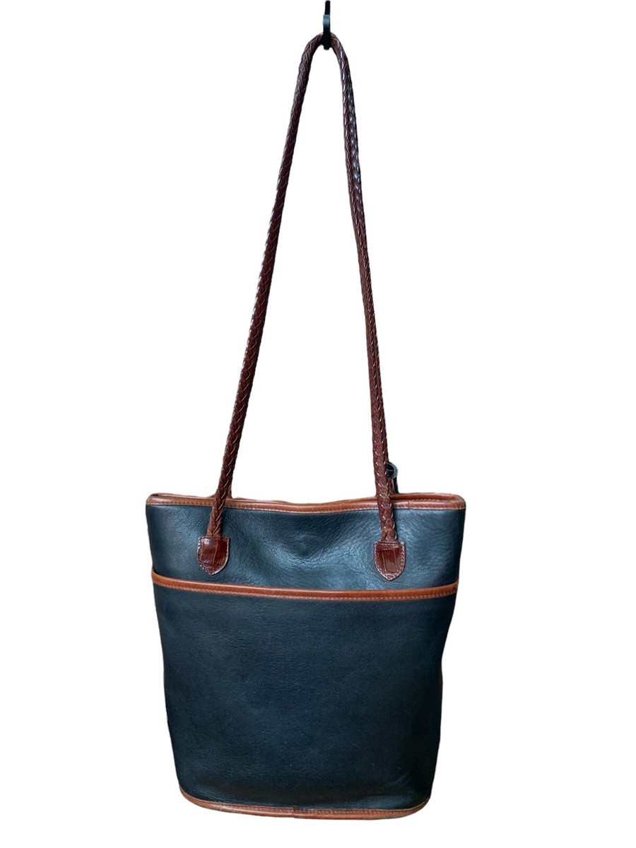 BRIGHTON Caroline Bucket Hand Bag Purse Two Tone Leather Hearts