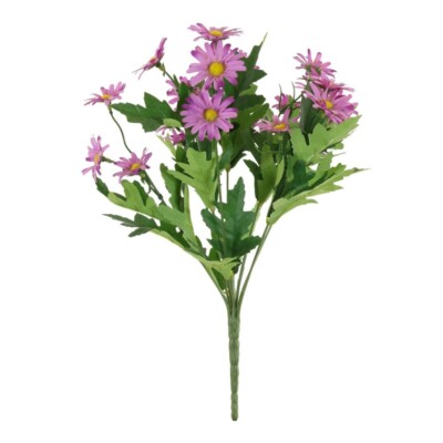 Künstliche Ochsenauge Gänseblümchen Blume Busch aus Kunstseide 33 cm/14 cm hoch lila