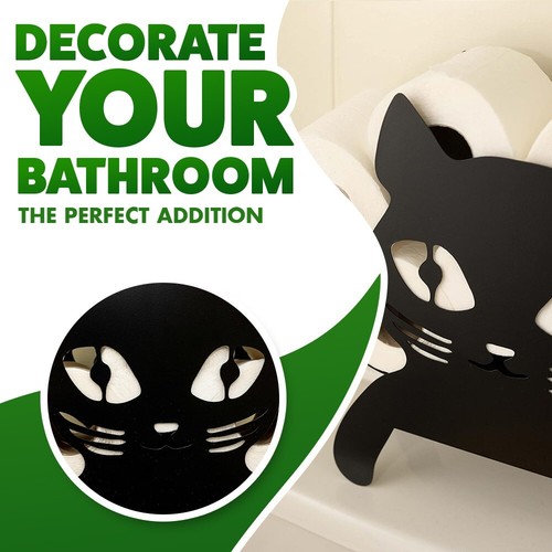 Novelty Black Cat Toilet Roll Holder Bathroom Free Standing Metal Kitten Storage - Picture 19 of 24