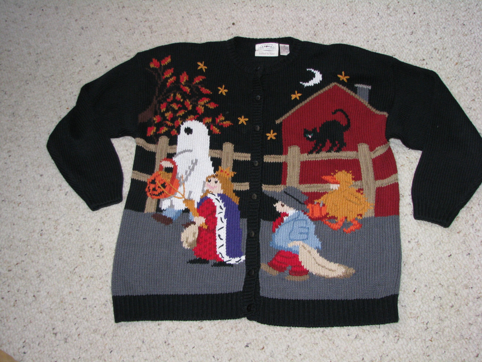 COUNTRYSIDE CLASSICS HAND KNITTED KNIT SWEATER WOMEN'S 1X CARDIGAN HALLOWEEN COUNTRYSIDE CLASSICS HAND KNITTED KNIT SWEATER WOMEN'S 1X CARDIGAN HALLOWEEN
