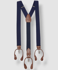 Club Room Men's Blue Solid Elastic Stretch Metal Clip-ON End Suspenders