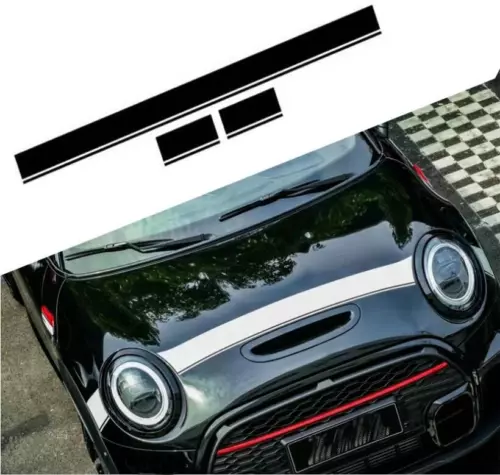Car Hood Stripe Horizontal Sticker Kit For BMW Mini Cooper F56 JCW Bonnet Decals - Foto 2 di 11